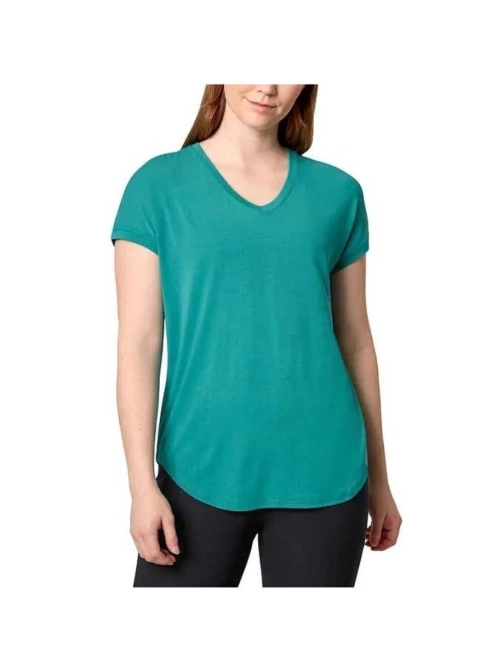 NWT Mondetta Women's Ultra-Soft Teal V-Neck Tee With Moisture-Wicking C0684